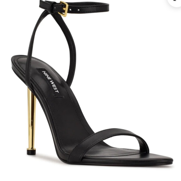 Nine West Shoes - Nine West Reina Black and Gold Women's Stiletto Sandals